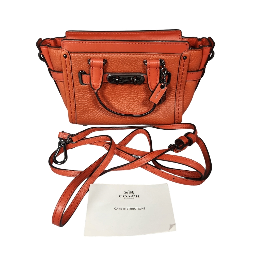 Coach Swagger 20 Mini Crossbody Bag Coral Pebble Leather